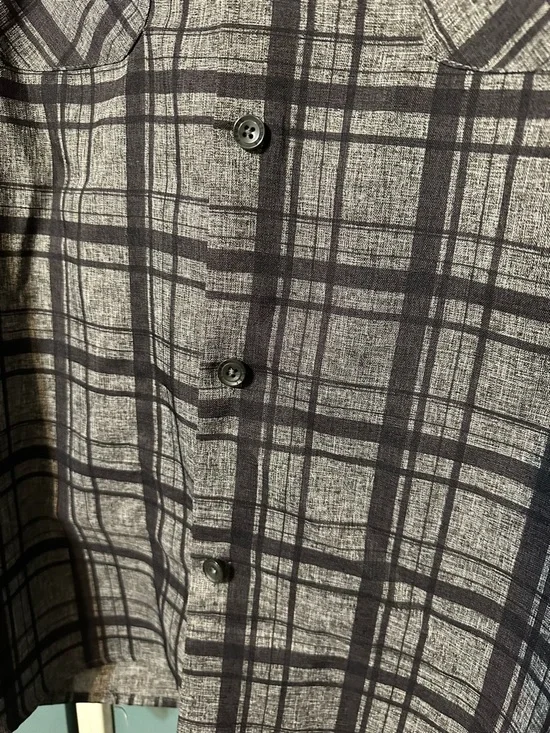 TRUST Men's Gray Plaid Button-Up Shirt - XXL